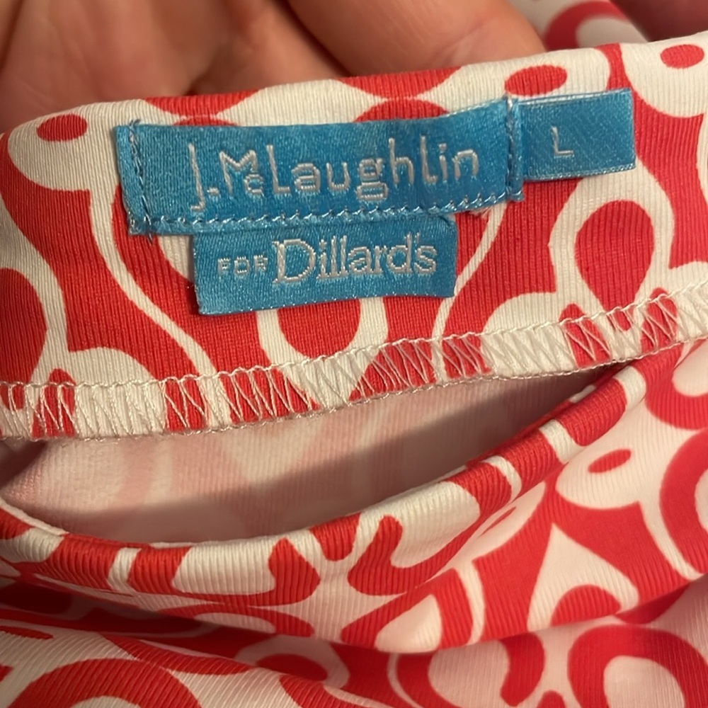 J. McLaughlin Pink & White Patterned Boatneck Top - Picture 6 of 9